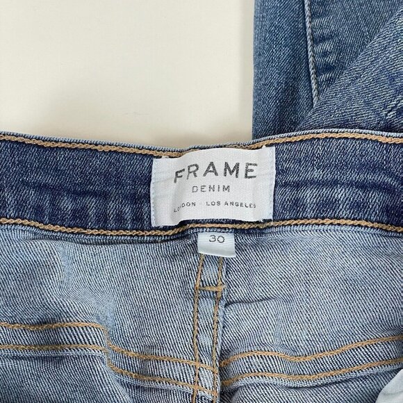 Frame Women Le High Waist Skinny Jeans Blue 30 Denim Pockets Medium Wash Zip USA - Picture 8 of 14